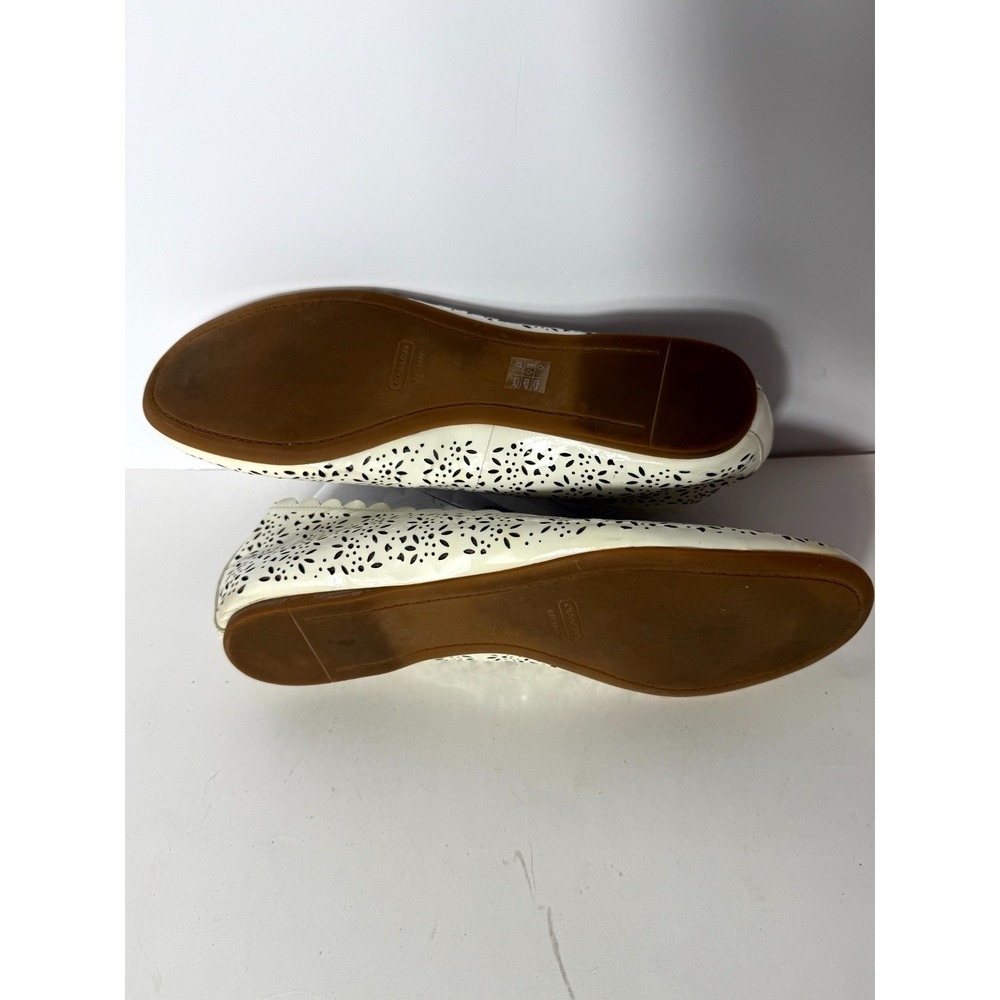 Coach White Laser-Cut Leather Ballet Flats - Picture 7 of 7